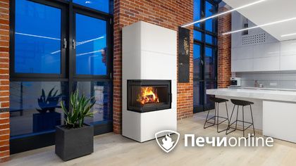 Каминокомплект Kratki Simple Box белый с топкой BS, левый угол в Калуге